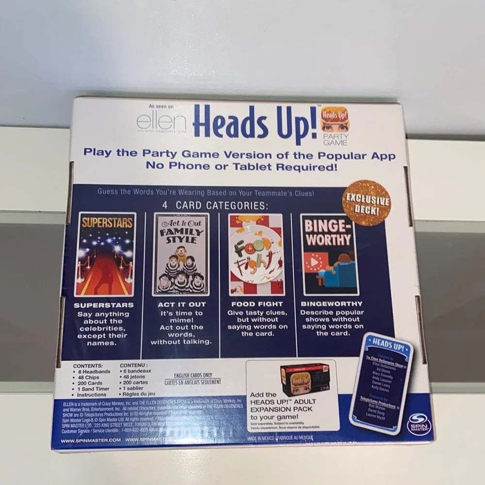 SpinMaster Heads Up Party Game 3rd Edition-As Seen On Ellen-Brand New in Plastic
